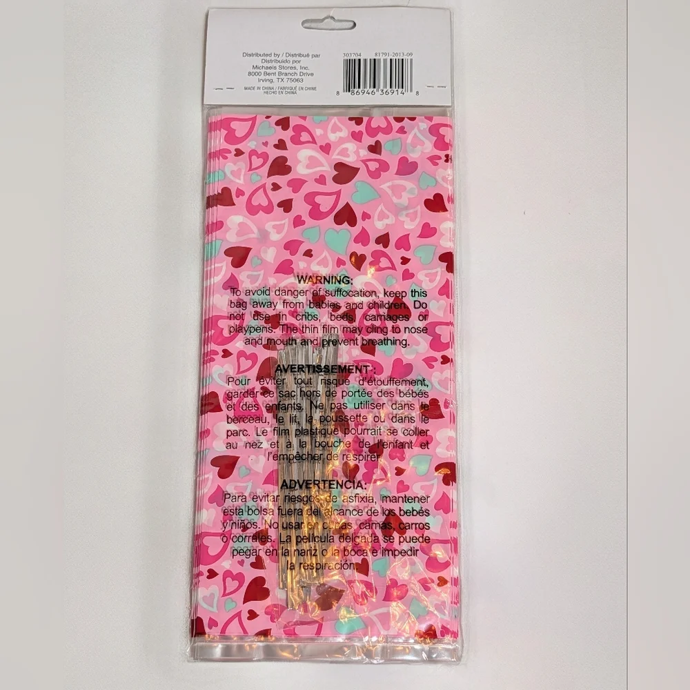 💕 Valentine Treat / Favor Bags – Heart Print (25 Count) | Celebrate It